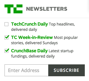 TechCrunch 電子報訂閱表單